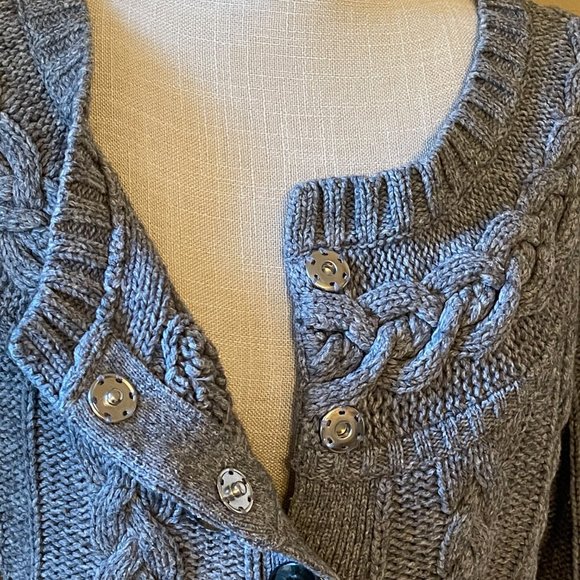 Old Navy Wide-neck Cabled Button-up Sweater - Grey - Picture 2 of 3